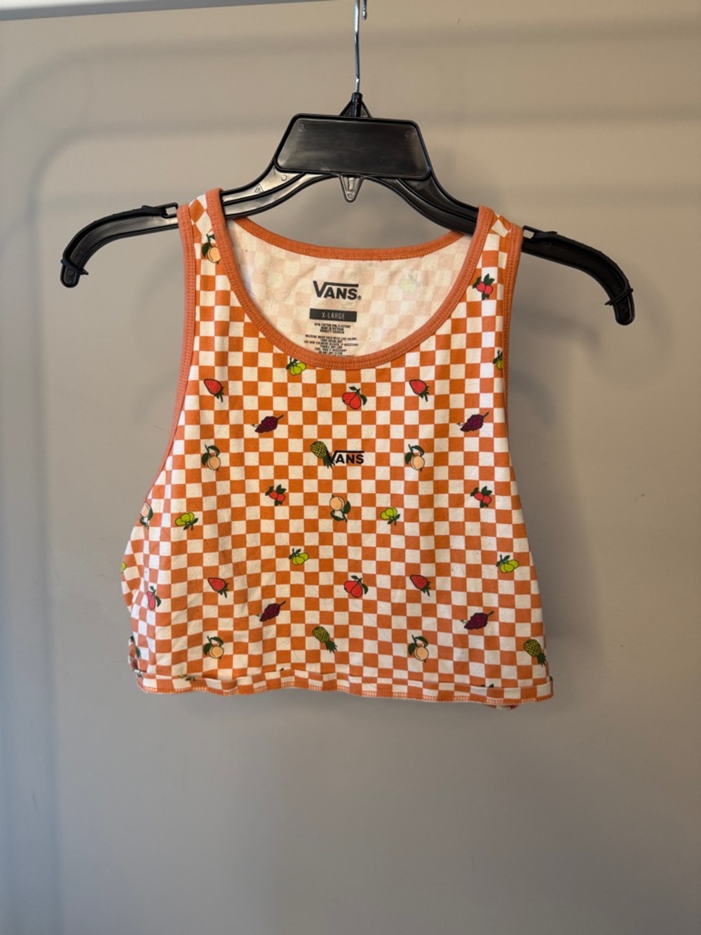 Vans Orange & White Checkerboard Fruit Crop Tank